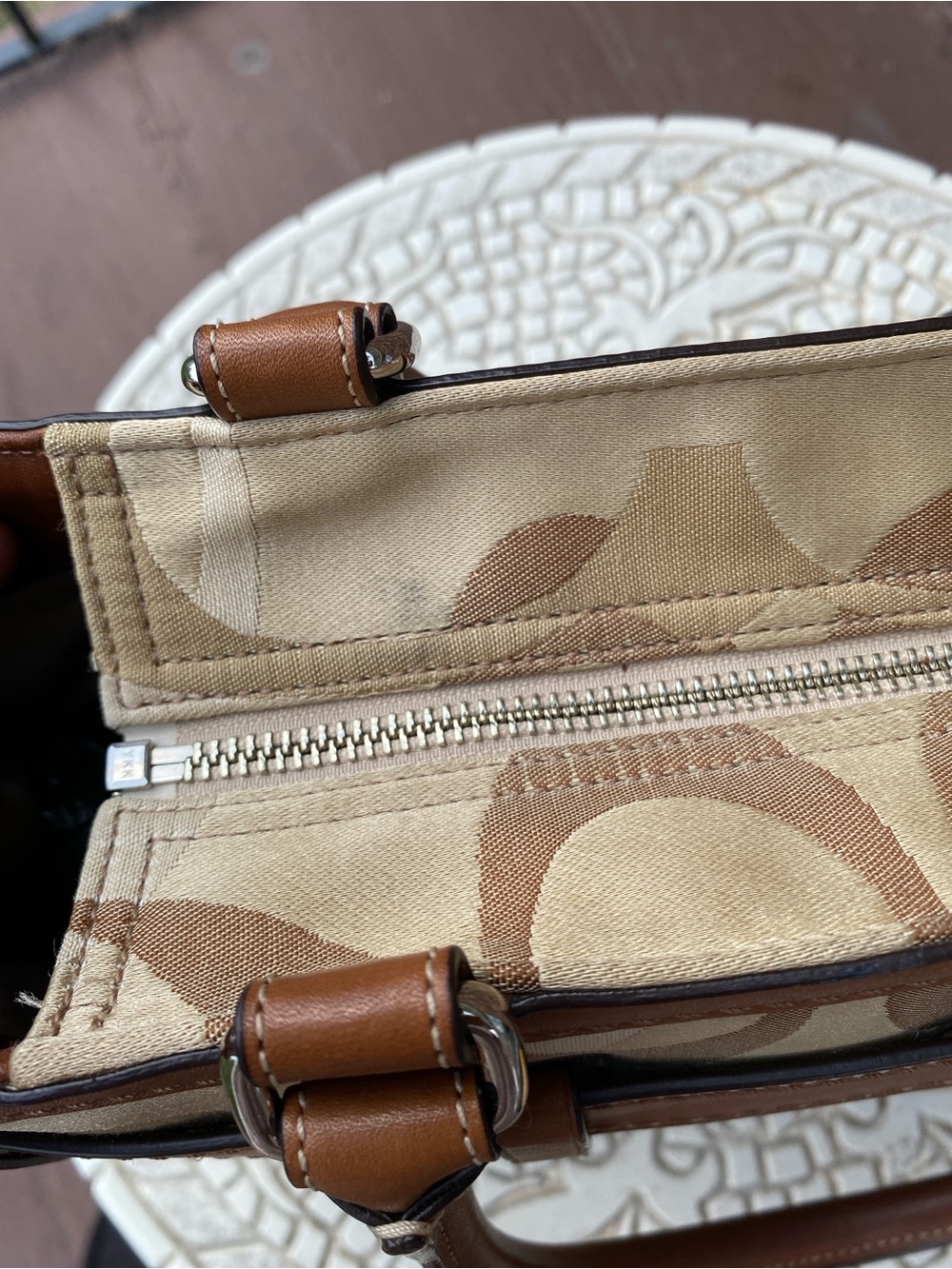 Coach Hampton Optic Signature Stripe Carryall Bag Equestrian Style - Picture 12 of 15